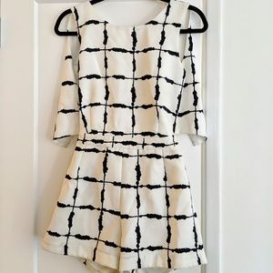 B&W Open-Back Romper